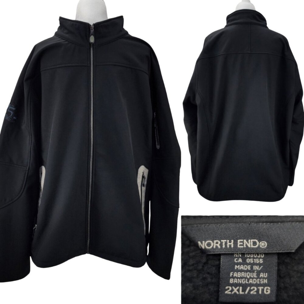 North End Associated Asphalt Mens 2XL Soft Shell Fleece Lined Full Zip Jacket